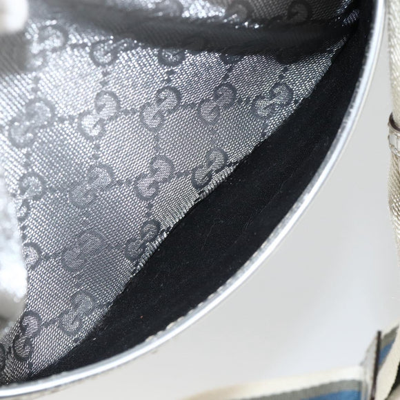 GUCCI GG Canvas Shoulder Bag Silver 147671 Auth BAZ628A