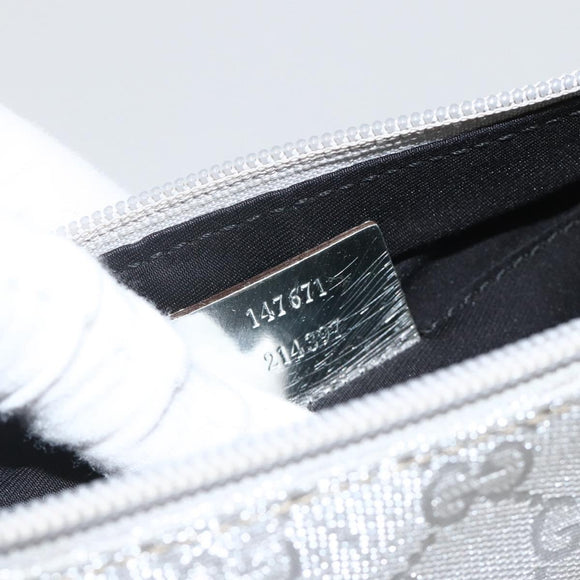 GUCCI GG Canvas Shoulder Bag Silver 147671 Auth BAZ628A