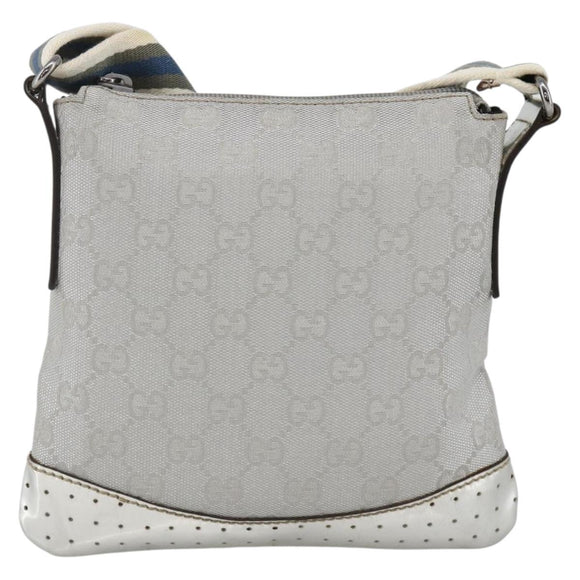 GUCCI GG Canvas Shoulder Bag Silver 147671 Auth BAZ628A