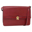 Christian Dior Shoulder Bag Leather Red Gold Auth BAZ634-1