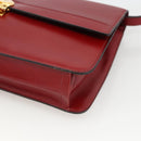 Christian Dior Shoulder Bag Leather Red Gold Auth BAZ634-9