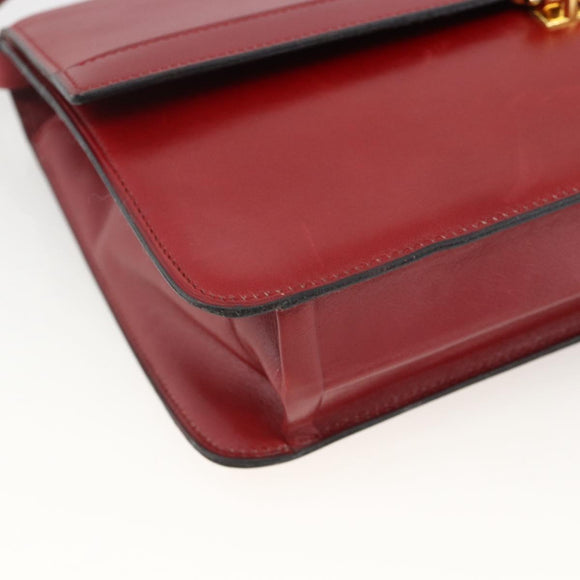 Christian Dior Shoulder Bag Leather Red Gold Auth BAZ634