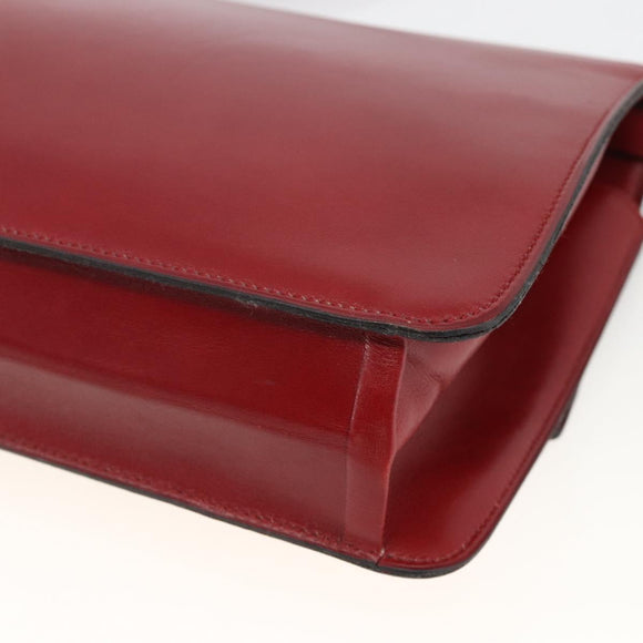 Christian Dior Shoulder Bag Leather Red Gold Auth BAZ634