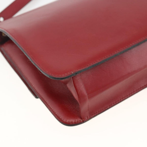 Christian Dior Shoulder Bag Leather Red Gold Auth BAZ634