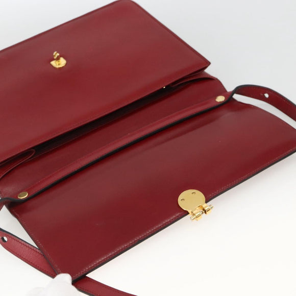 Christian Dior Shoulder Bag Leather Red Gold Auth BAZ634