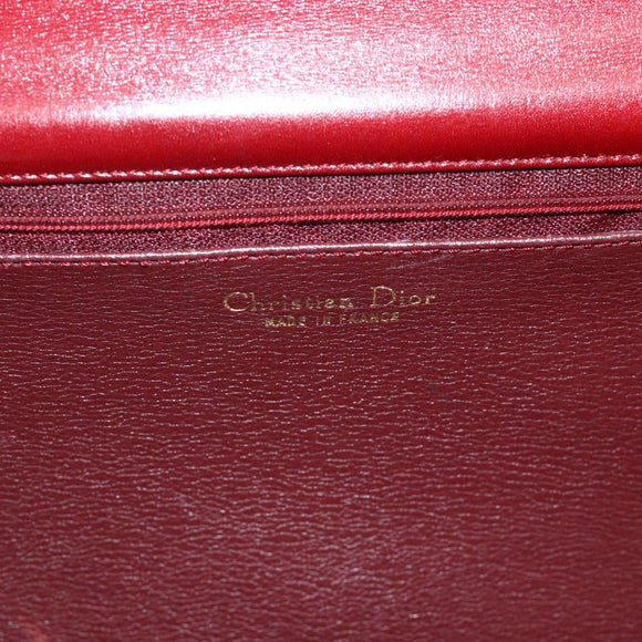 Christian Dior Shoulder Bag Leather Red Gold Auth BAZ634