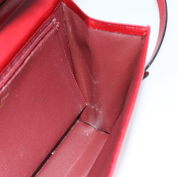 Christian Dior Shoulder Bag Leather Red Gold Auth BAZ634