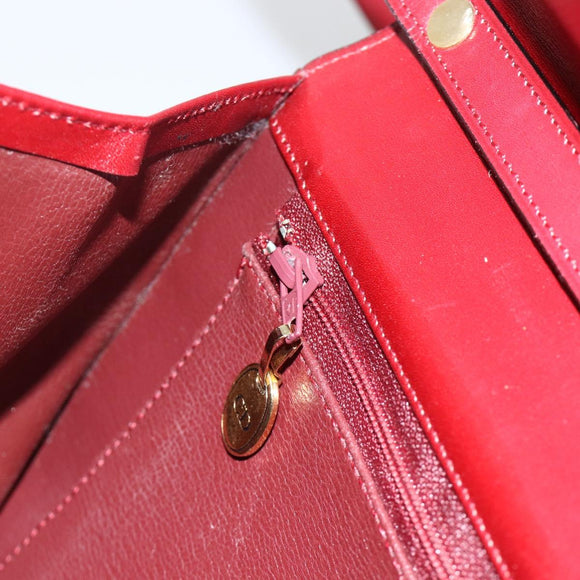 Christian Dior Shoulder Bag Leather Red Gold Auth BAZ634