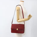Christian Dior Shoulder Bag Leather Red Gold Auth BAZ634-21