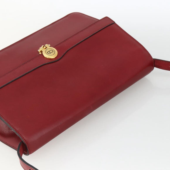 Christian Dior Shoulder Bag Leather Red Gold Auth BAZ634