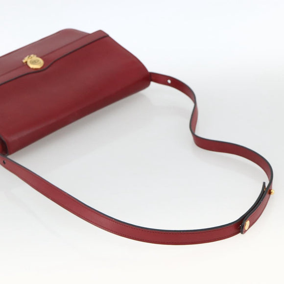Christian Dior Shoulder Bag Leather Red Gold Auth BAZ634