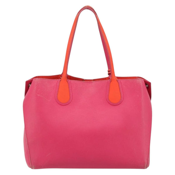 Christian Dior Tote Bag Leather Pink Silver Auth BAZ635A