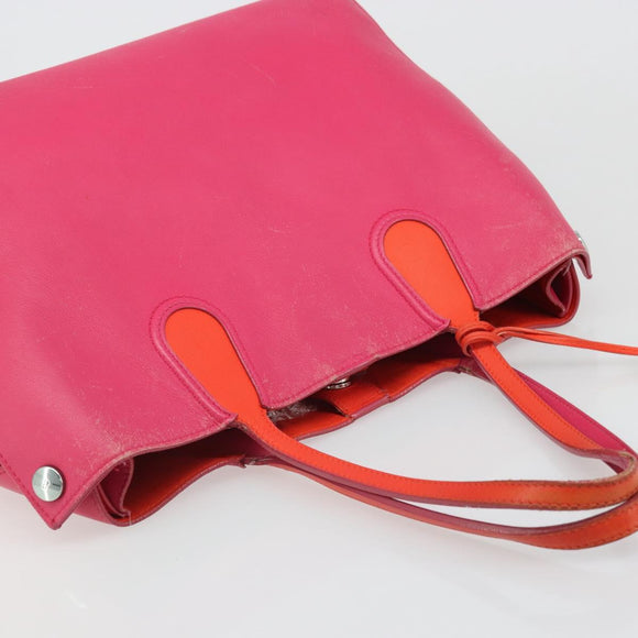 Christian Dior Tote Bag Leather Pink Silver Auth BAZ635A