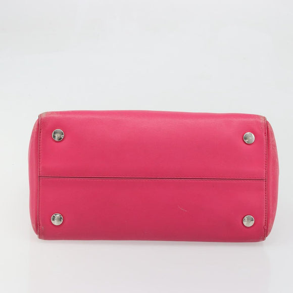 Christian Dior Tote Bag Leather Pink Silver Auth BAZ635A
