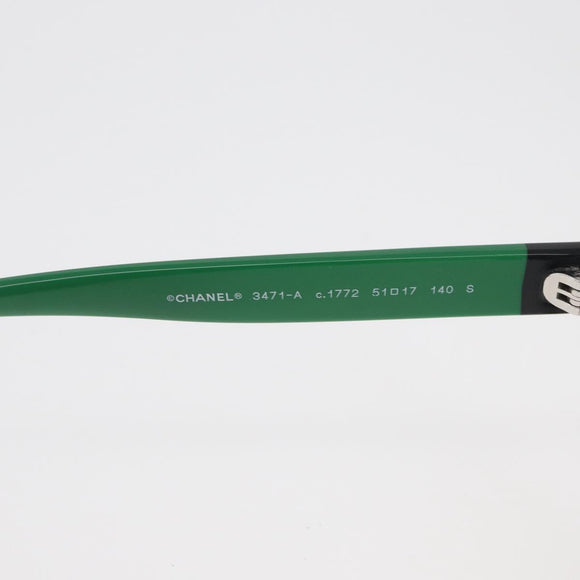 CHANEL COCO Mark Glasses plastic Green CC Auth BAZ663