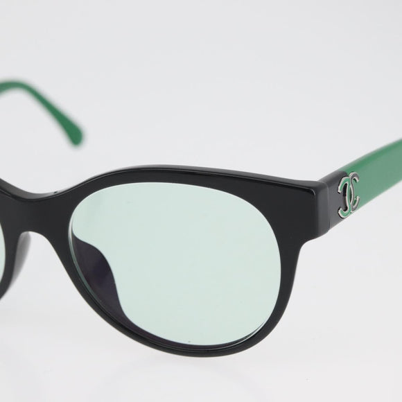 CHANEL COCO Mark Glasses plastic Green CC Auth BAZ663