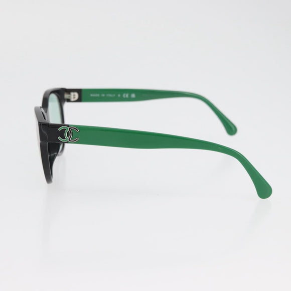 CHANEL COCO Mark Glasses plastic Green CC Auth BAZ663