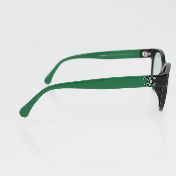CHANEL COCO Mark Glasses plastic Green CC Auth BAZ663