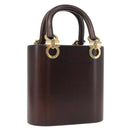 Salvatore Ferragamo Gancini Hand Bag Wood Brown Gold Auth BAZ667V-1