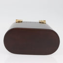 Salvatore Ferragamo Gancini Hand Bag Wood Brown Gold Auth BAZ667V-6
