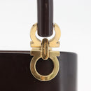 Salvatore Ferragamo Gancini Hand Bag Wood Brown Gold Auth BAZ667V-9