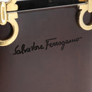 Salvatore Ferragamo Gancini Hand Bag Wood Brown Gold Auth BAZ667V-19