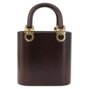 Salvatore Ferragamo Gancini Hand Bag Wood Brown Gold Auth BAZ667V-13