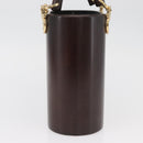 Salvatore Ferragamo Gancini Hand Bag Wood Brown Gold Auth BAZ667V-4