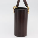 Salvatore Ferragamo Gancini Hand Bag Wood Brown Gold Auth BAZ667V-5