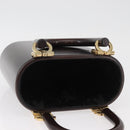 Salvatore Ferragamo Gancini Hand Bag Wood Brown Gold Auth BAZ667V-7