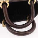 Salvatore Ferragamo Gancini Hand Bag Wood Brown Gold Auth BAZ667V-8