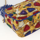 CHANEL Matelasse Chain Shoulder Bag Satin Blue Gold CC Auth BAZ668V-16