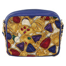 CHANEL Matelasse Chain Shoulder Bag Satin Blue Gold CC Auth BAZ668V-13
