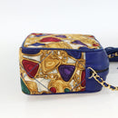 CHANEL Matelasse Chain Shoulder Bag Satin Blue Gold CC Auth BAZ668V-4