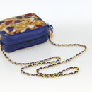 CHANEL Matelasse Chain Shoulder Bag Satin Blue Gold CC Auth BAZ668V-7