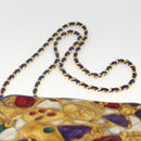 CHANEL Matelasse Chain Shoulder Bag Satin Blue Gold CC Auth BAZ668V-14