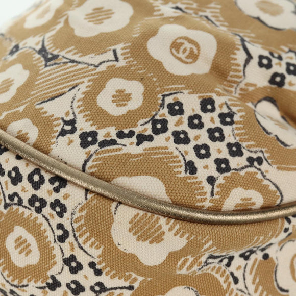 CHANEL Camelia Hand Bag Canvas Beige Gold CC Auth BAZ669V