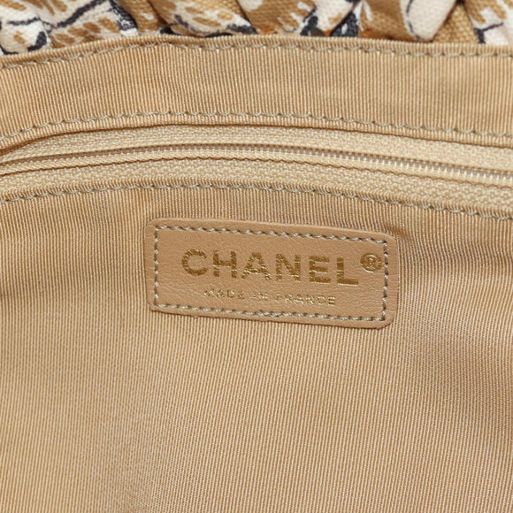 CHANEL Camelia Hand Bag Canvas Beige Gold CC Auth BAZ669V