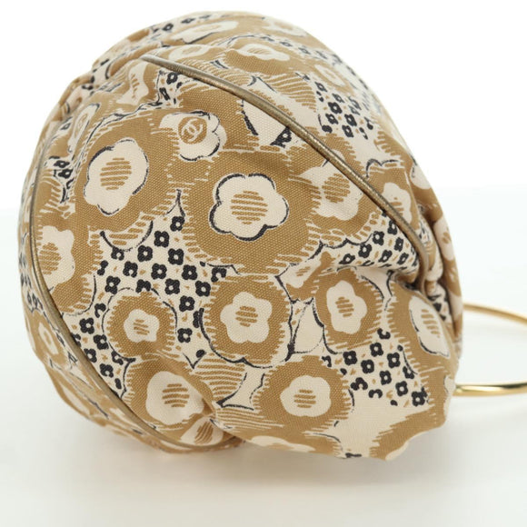 CHANEL Camelia Hand Bag Canvas Beige Gold CC Auth BAZ669V