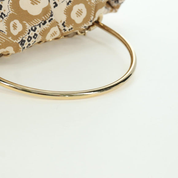CHANEL Camelia Hand Bag Canvas Beige Gold CC Auth BAZ669V