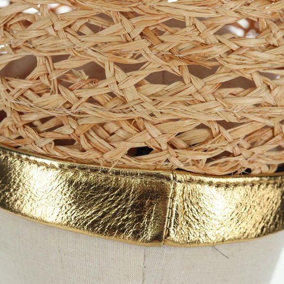 PRADA Hat Raffia S Beige 1HC225 Auth BAZ670M