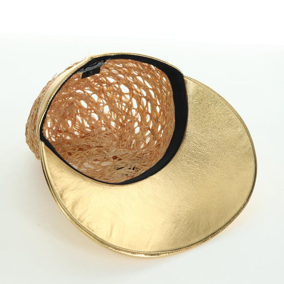 PRADA Hat Raffia S Beige 1HC225 Auth BAZ670M