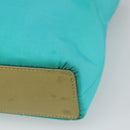 Christian Dior Maris Pearl Hand Bag Nylon Turquoise Blue Silver Auth BAZ685A-10