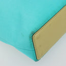 Christian Dior Maris Pearl Hand Bag Nylon Turquoise Blue Silver Auth BAZ685A-11