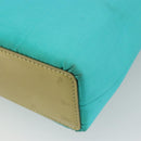 Christian Dior Maris Pearl Hand Bag Nylon Turquoise Blue Silver Auth BAZ685A-12