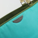 Christian Dior Maris Pearl Hand Bag Nylon Turquoise Blue Silver Auth BAZ685A-14
