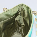 Christian Dior Maris Pearl Hand Bag Nylon Turquoise Blue Silver Auth BAZ685A-17