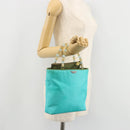 Christian Dior Maris Pearl Hand Bag Nylon Turquoise Blue Silver Auth BAZ685A-25