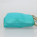 Christian Dior Maris Pearl Hand Bag Nylon Turquoise Blue Silver Auth BAZ685A-4