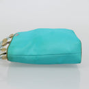 Christian Dior Maris Pearl Hand Bag Nylon Turquoise Blue Silver Auth BAZ685A-5